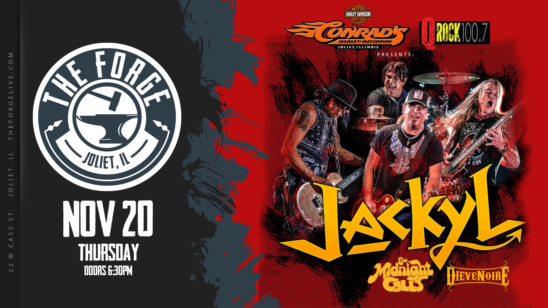 Show poster for The Midnight Calls at The Forge on November 20, 2025 with Jackyl